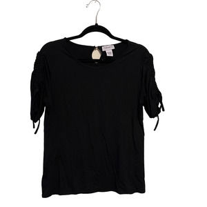 Carmen Carmen Marc Valvo Black Draw String Sleeve Tee Size Large